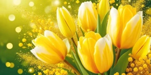 Конверт для денег, Желтые тюльпаны, 10 шт.