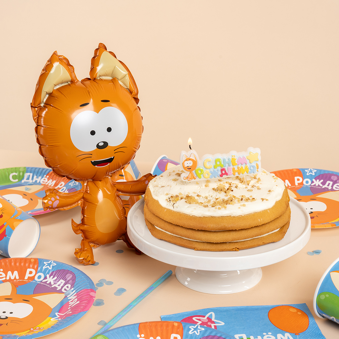 Свечи Фигура, Котенок Котэ, С Днем Рождения!, 3,6*9,1 + 4 см, 1 шт. с держат.