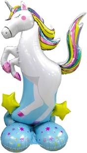 Шар 3D (50''/127 см) Фигура на подставке, Радужный единорог, 1 шт. в уп.