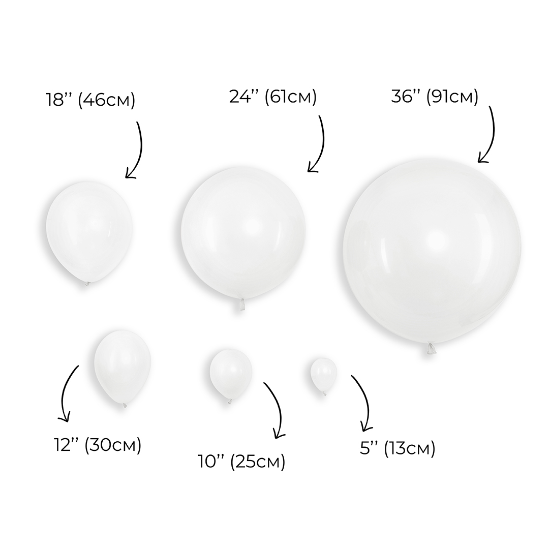 Шар (18''/46 см), Белый, пастель, 10 шт.
