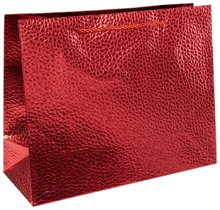Пакет подарочный, 210гр, Текстура кожи, Красный, Металлик, 26*32*10 см, 1 шт.